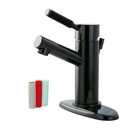 Kingston Brass Water Onyx Sgl-Handle Bthrm Faucet W/Brass Pop-Up & Cover Plate, Blk SS NS8420DKL